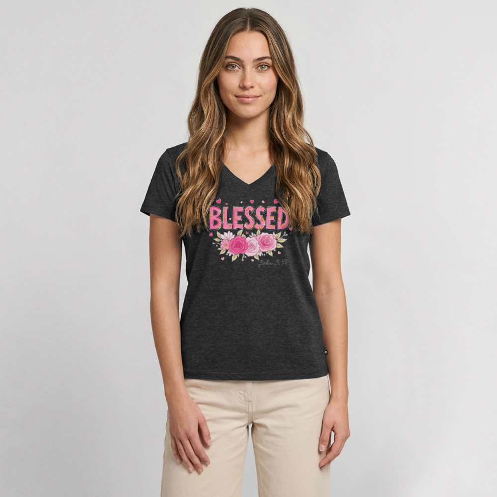 Women's Premium Organic V-Neck T-shirt - heather anthracite