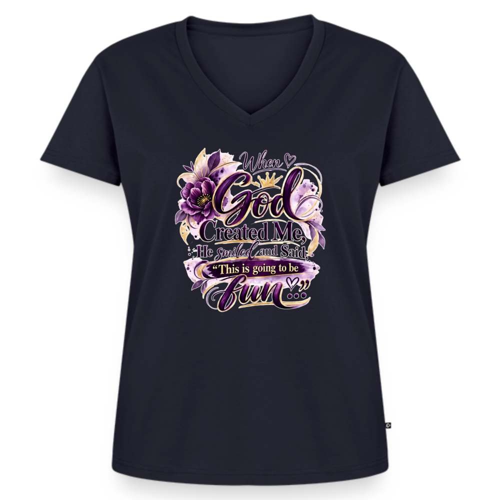 Women's Premium Organic V-Neck T-shirt - navy