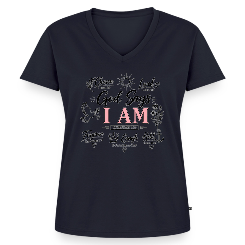 Women's Premium Organic V-Neck T-shirt - navy
