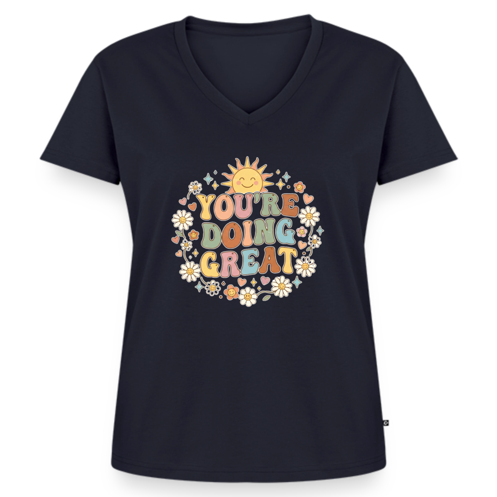 Women's Premium Organic V-Neck T-shirt - navy