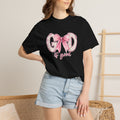 T-Shirt — "God Is Good" Pink Bow Floral Graphic
