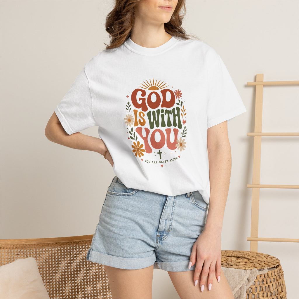 God Is With You T-Shirt — Retro Floral Christian Tee