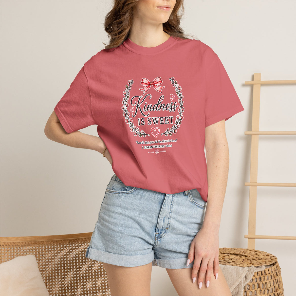Kindness Is Sweet T-Shirt — Floral Bow Inspirational Tee