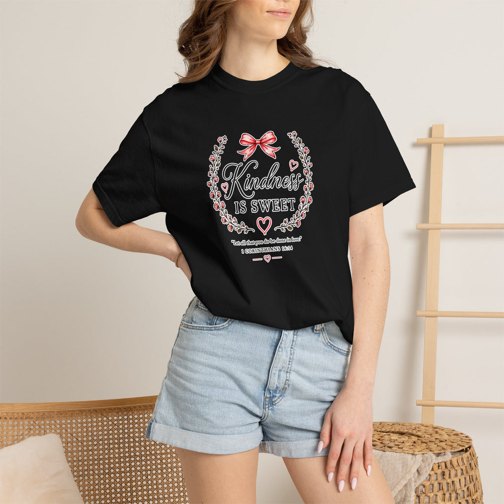 Kindness Is Sweet T-Shirt — Floral Bow Inspirational Tee