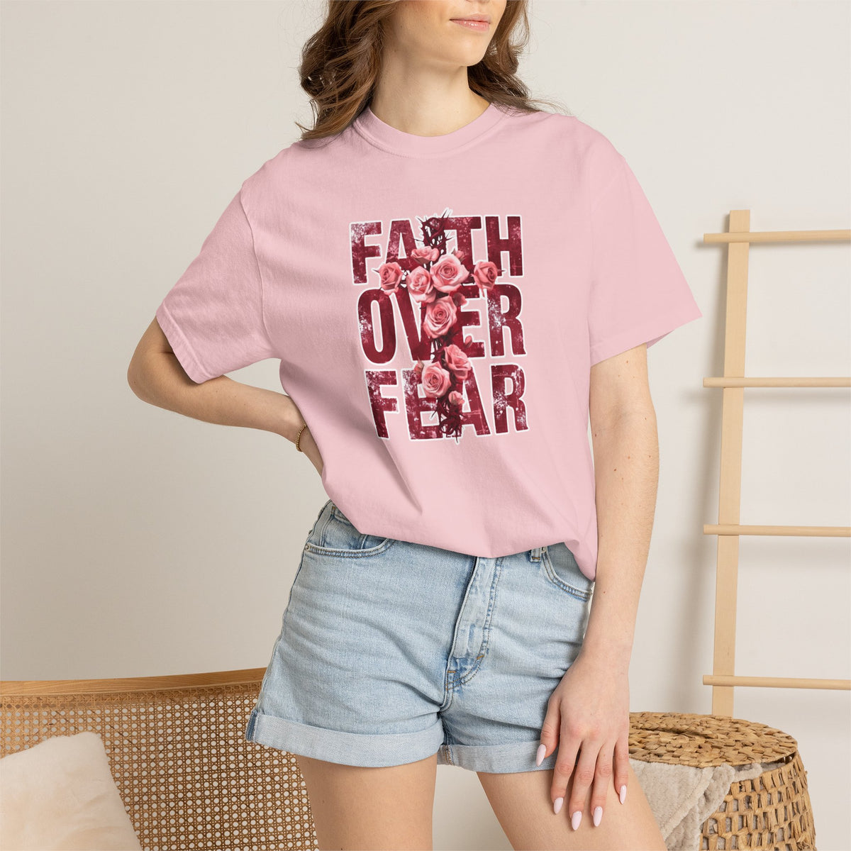 Faith Over Fear T-Shirt — Floral Inspirational Christian Tee