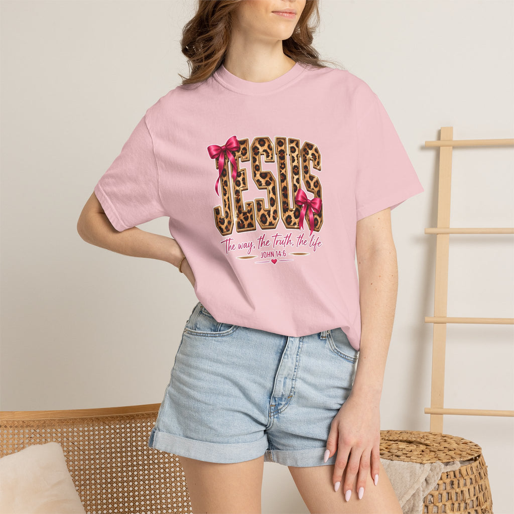 Jesus Leopard Print T-Shirt — “The way, the truth, the life” Christian Tee