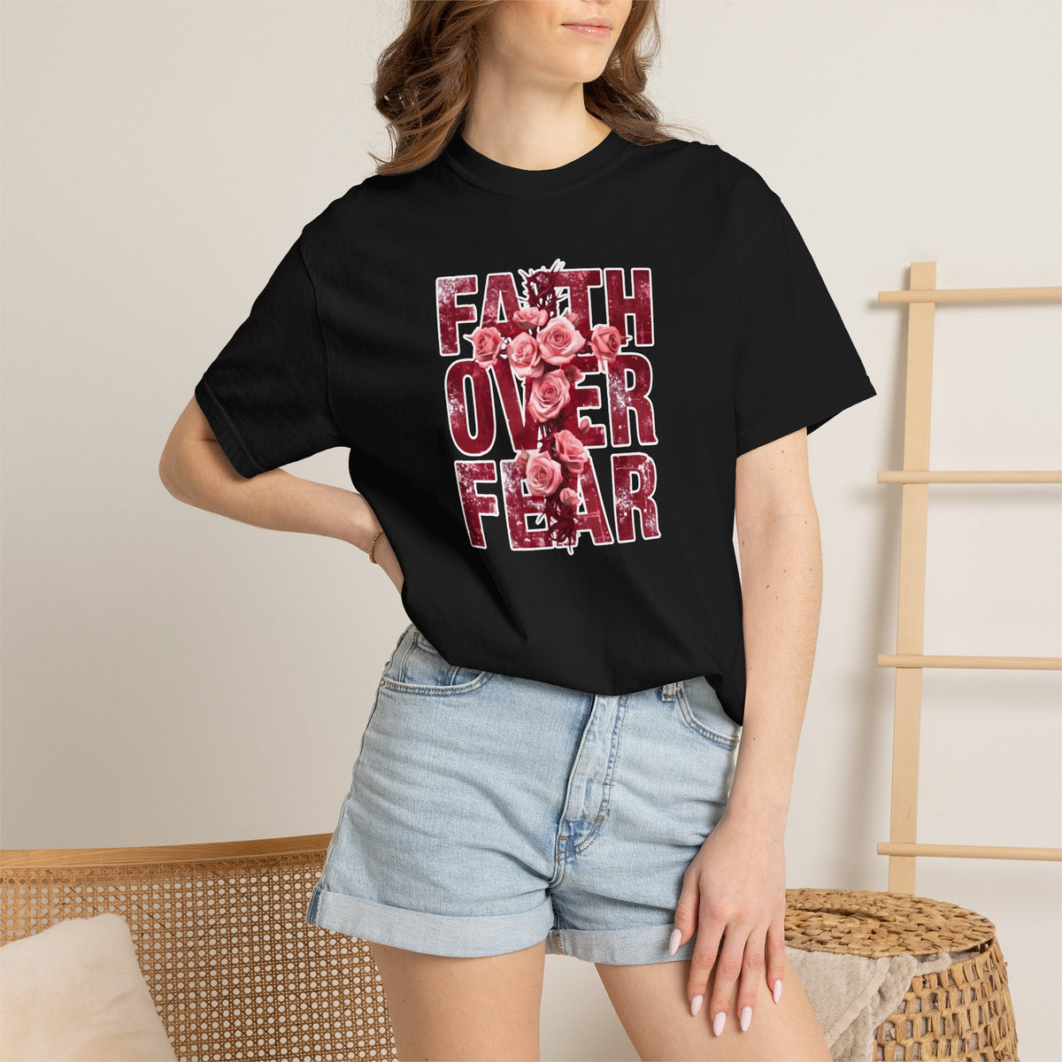 Faith Over Fear T-Shirt — Floral Inspirational Christian Tee