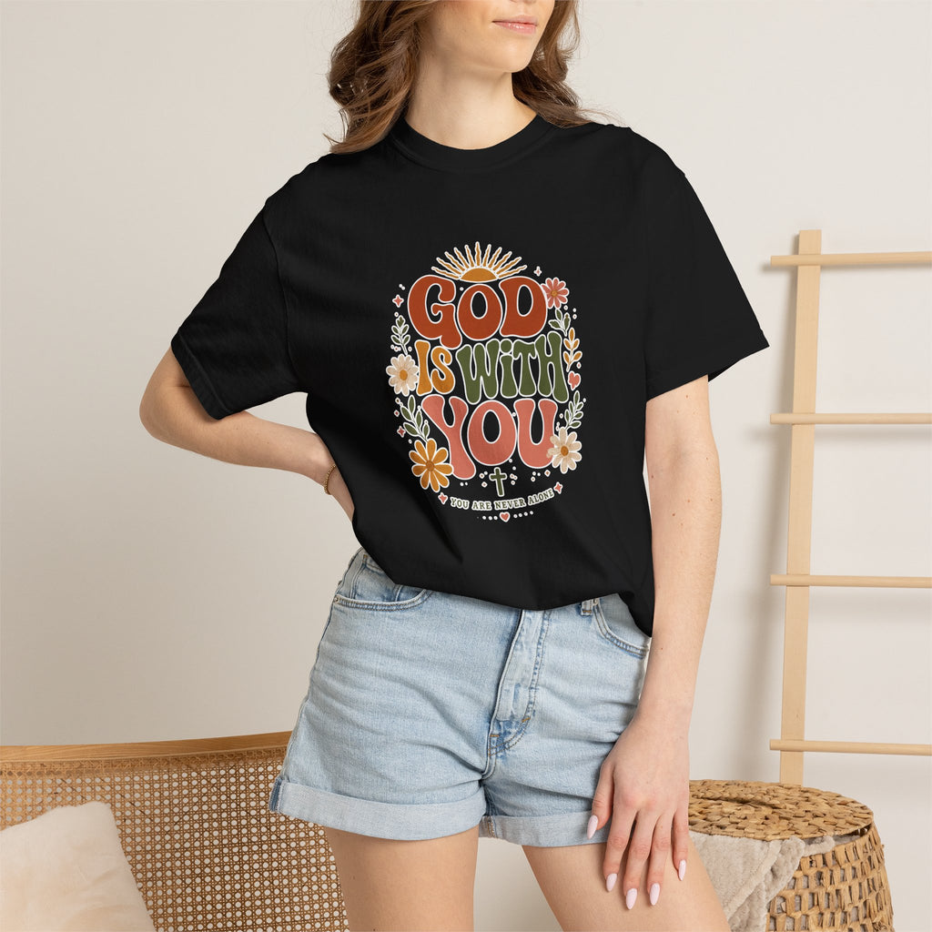 God Is With You T-Shirt — Retro Floral Christian Tee